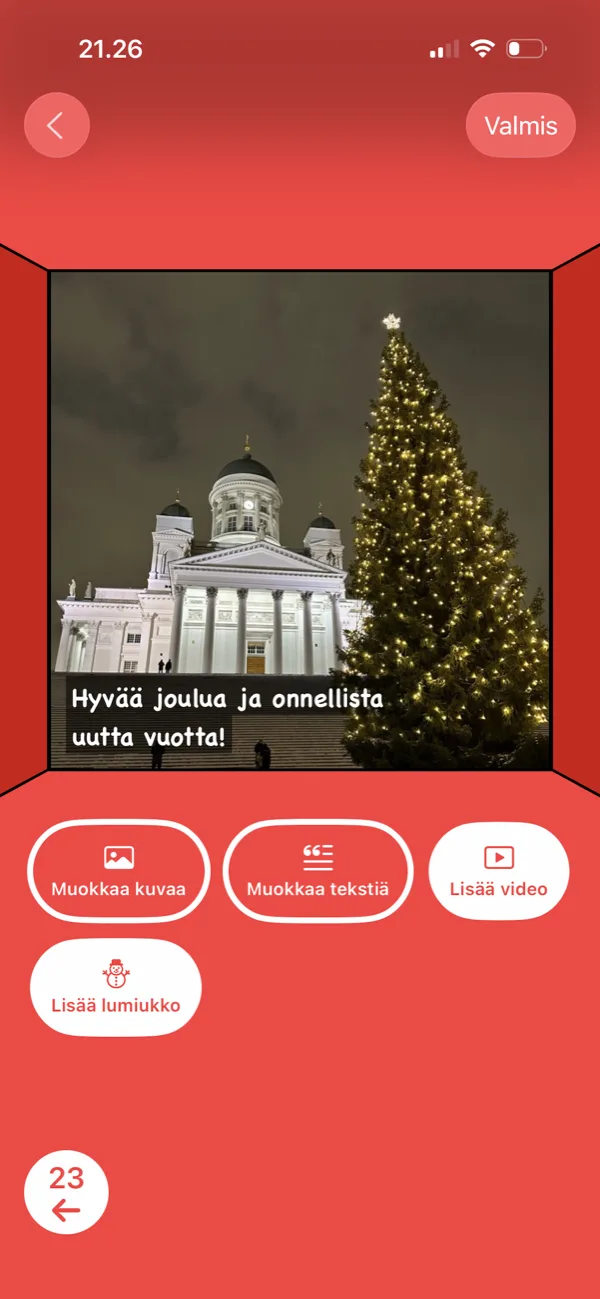Luukun muokkaus: lisää valokuva, teksti, video tai lumiukko